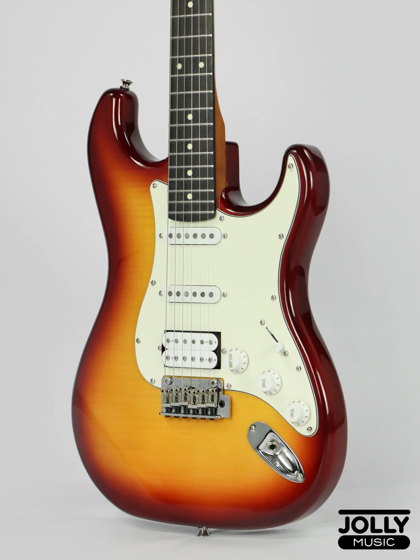 JCraft Modern Series S-3H HSS S-Style Electric Guitar Roasted Maple - Tobaco Sunburst Flamed