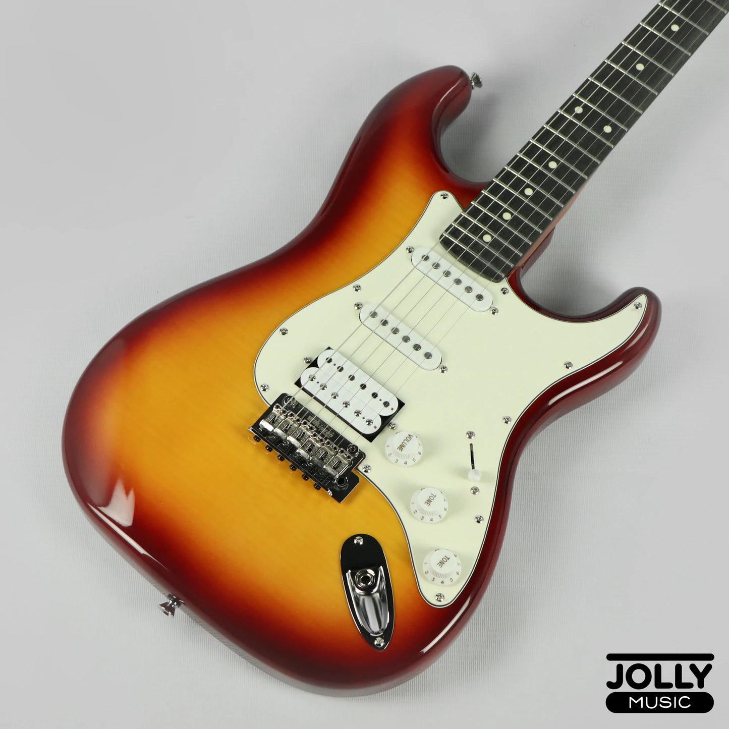 JCraft Modern Series S-3H HSS S-Style Electric Guitar Roasted Maple - Tobaco Sunburst Flamed