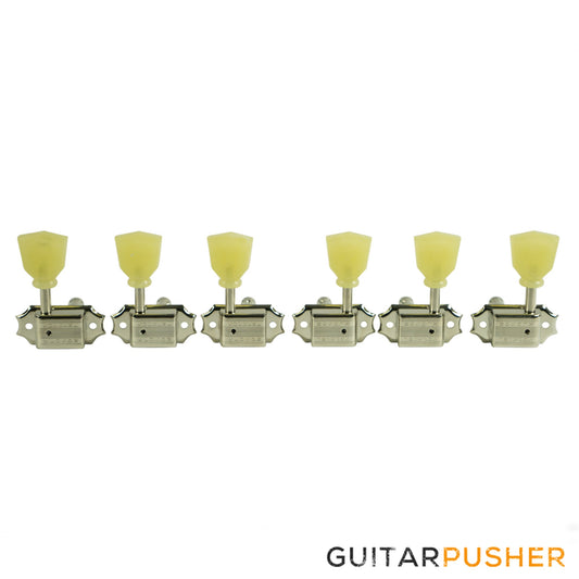 Kluson Traditional - 3+3 Pearl Button LOCKING Machine Head Tuner Nickel