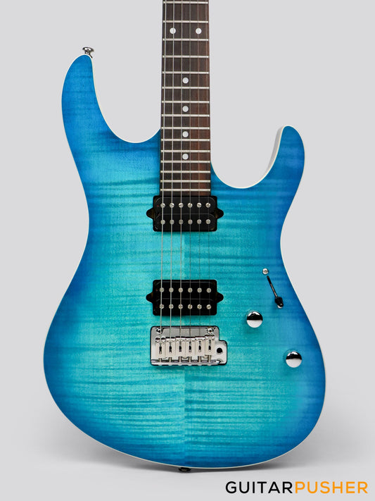 Leeky L-Series L15 S Style Electric Guitar (Flamed Maple Top/Rosewood Fingerboard) - Transblue