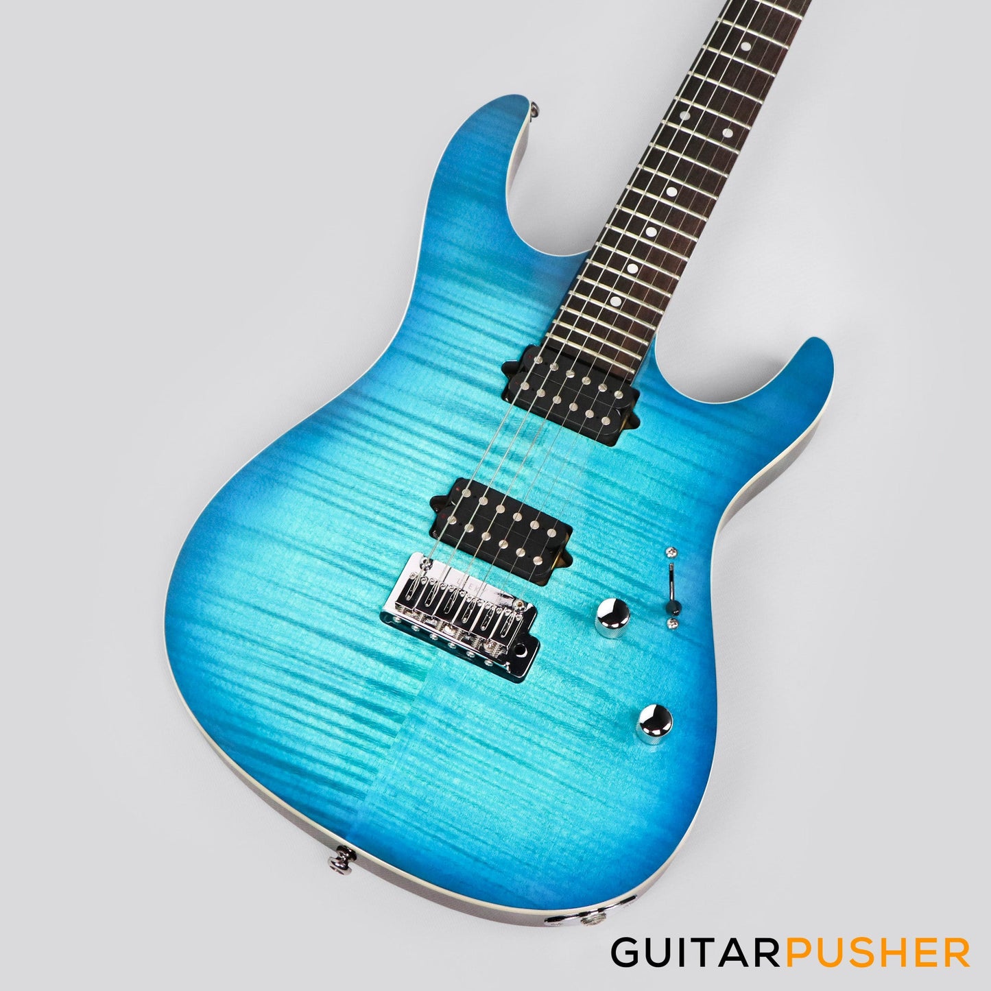 Leeky L-Series L15 S Style Electric Guitar (Flamed Maple Top/Rosewood Fingerboard) - Transblue