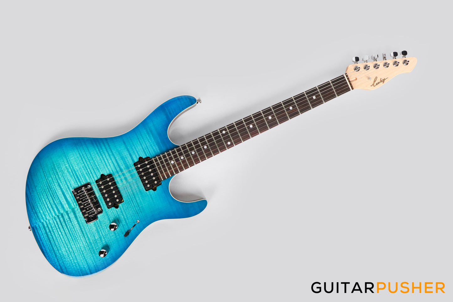 Leeky L-Series L15 S Style Electric Guitar (Flamed Maple Top/Rosewood Fingerboard) - Transblue