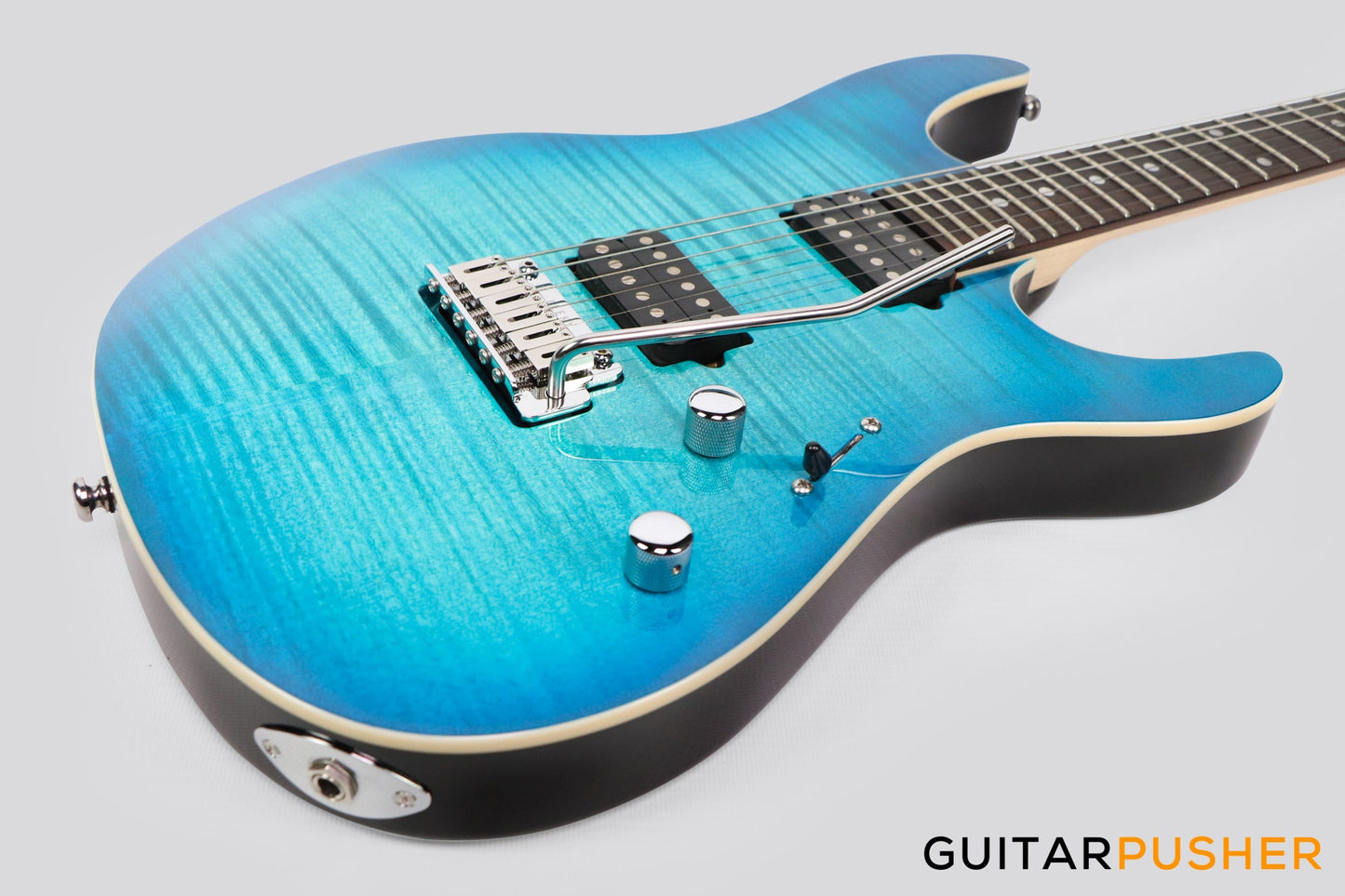 Leeky L-Series L15 S Style Electric Guitar (Flamed Maple Top/Rosewood Fingerboard) - Transblue