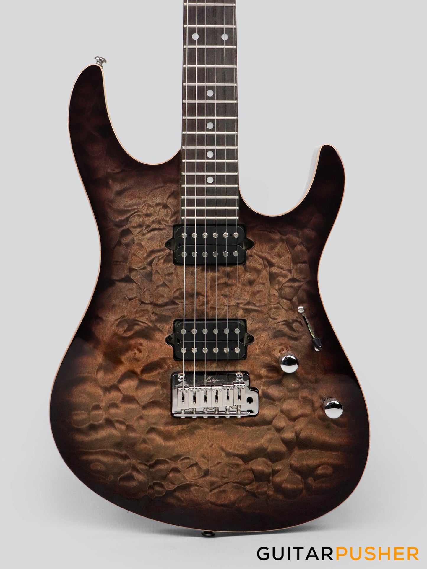 Leeky L-Series L25 S Style Electric Guitar (Flamed Maple Top/Rosewood Fingerboard) - Transblack