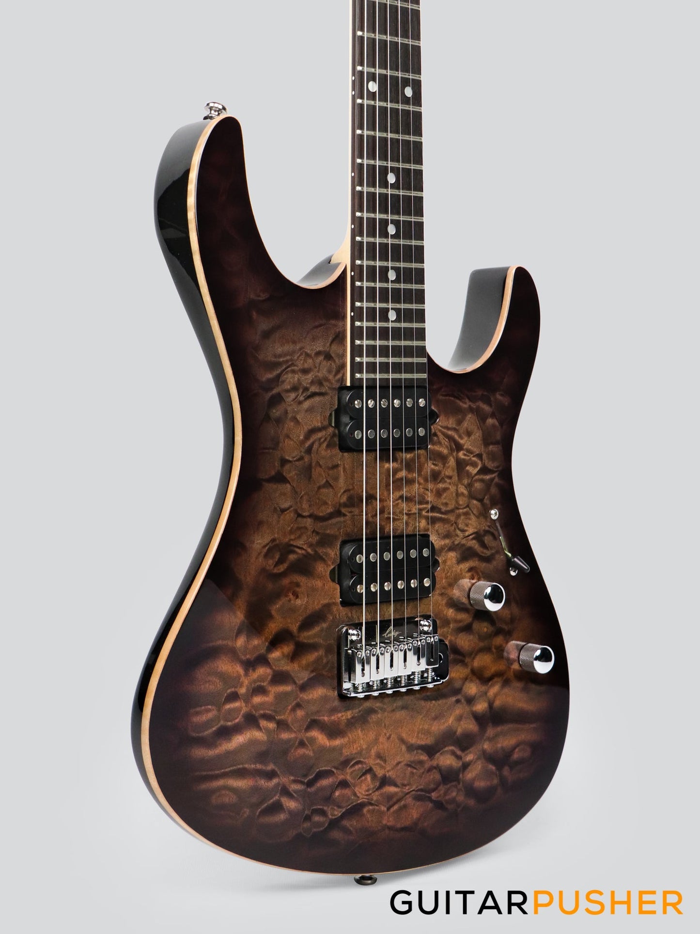 Leeky L-Series L25 S Style Electric Guitar (Flamed Maple Top/Rosewood Fingerboard) - Transblack