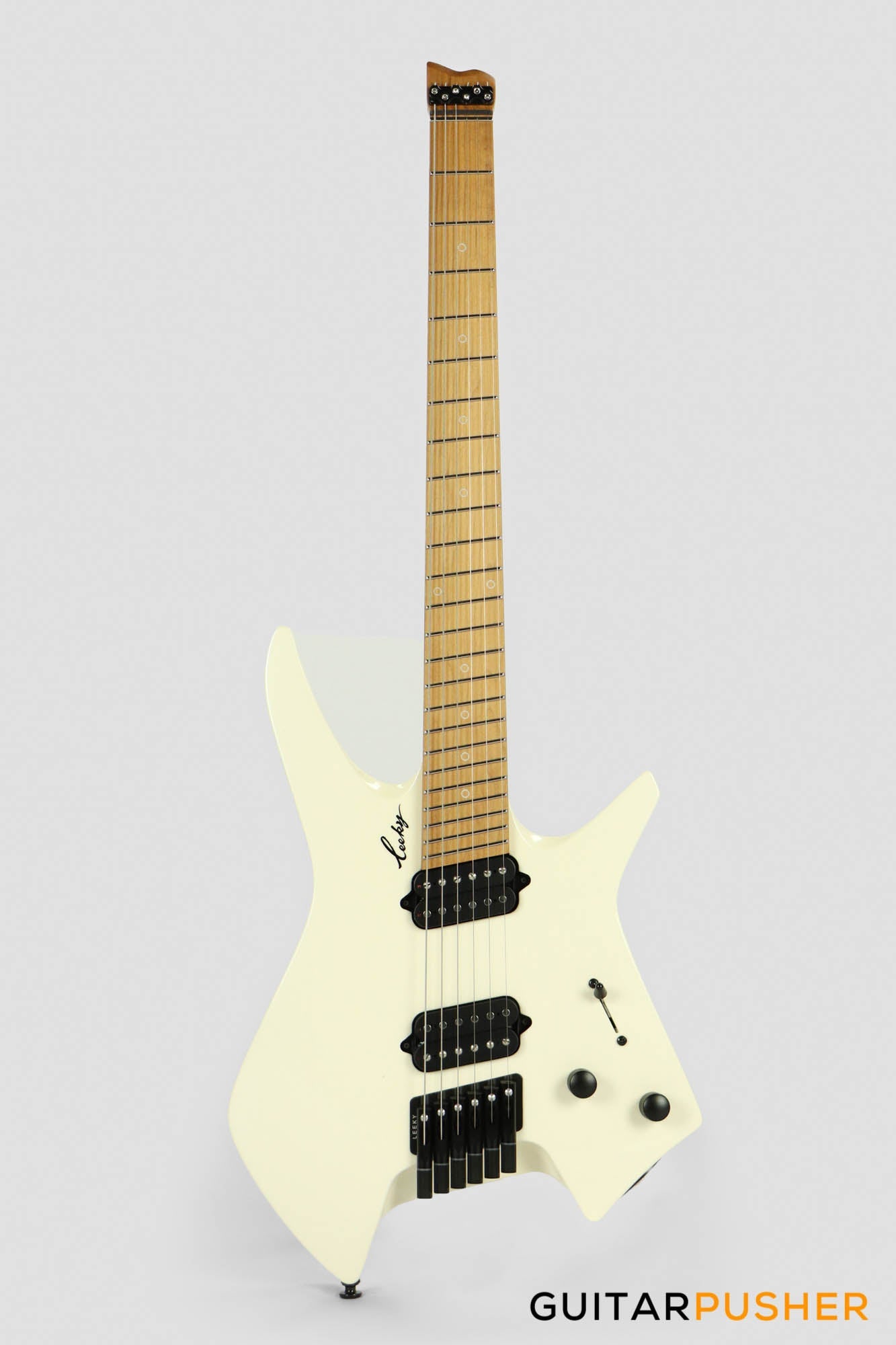 Leeky X-Series X20 Headless Electric Guitar Roasted Basswood Body Roasted Maple Neck - Pearl White