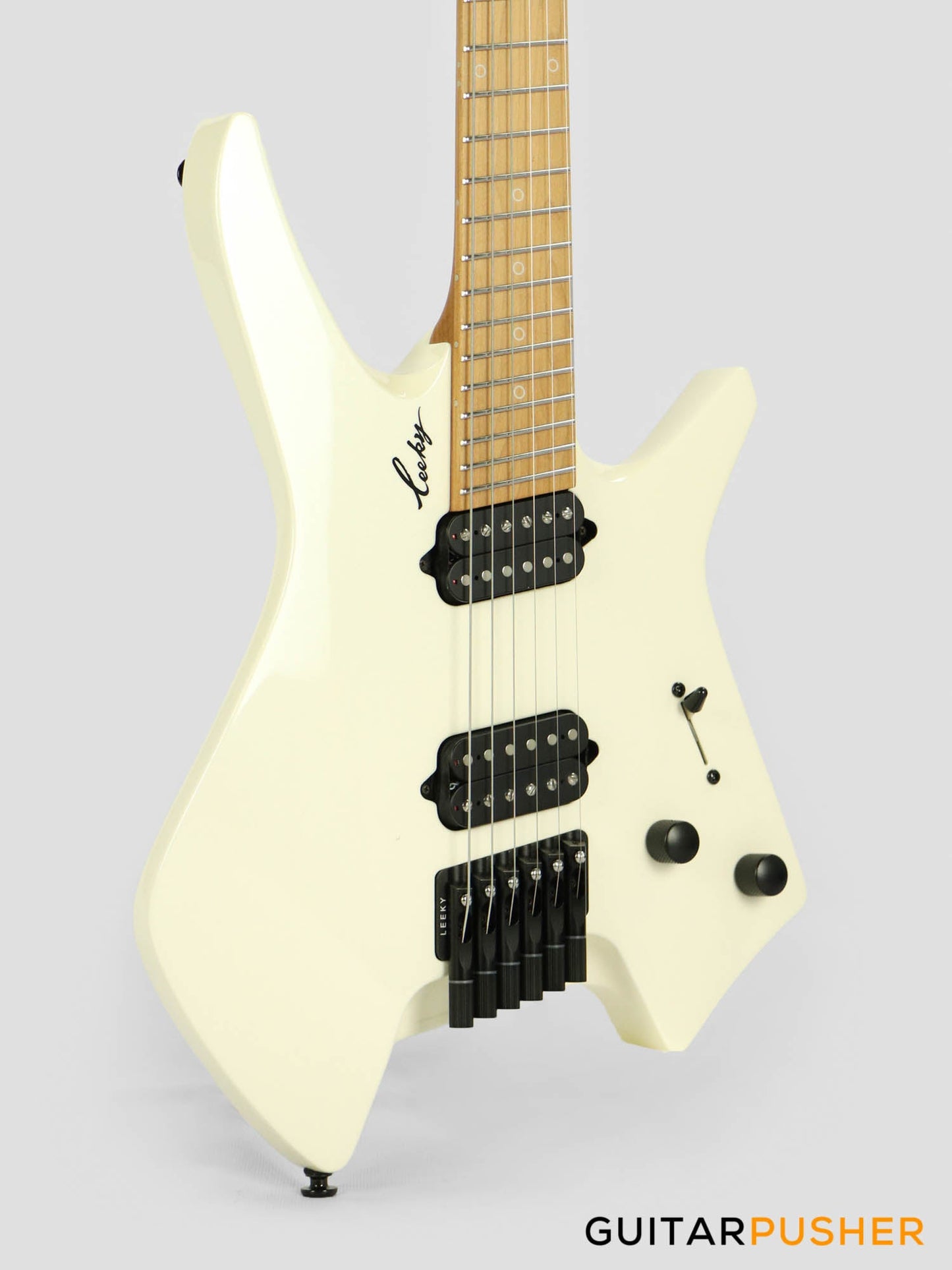 Leeky X-Series X20 Headless Electric Guitar Roasted Basswood Body Roasted Maple Neck - Pearl White