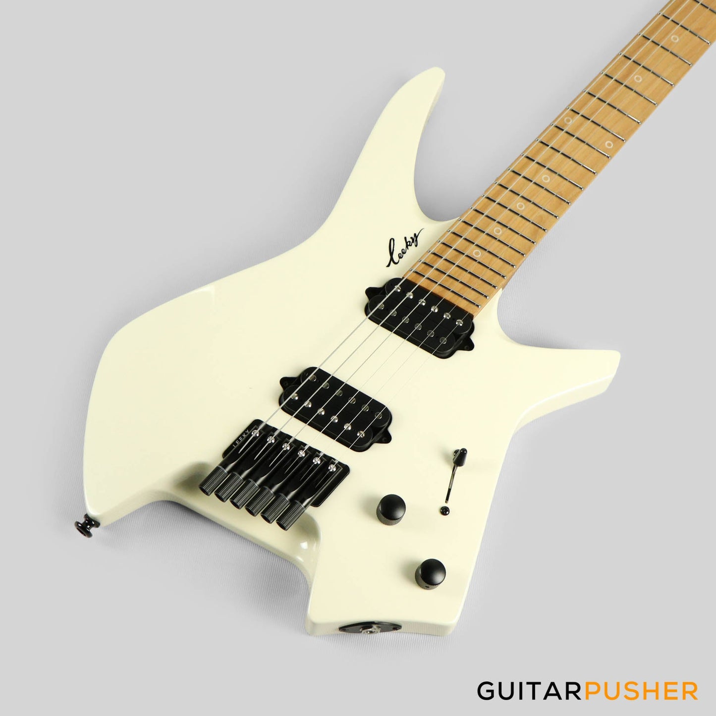 Leeky X-Series X20 Headless Electric Guitar Roasted Basswood Body Roasted Maple Neck - Pearl White