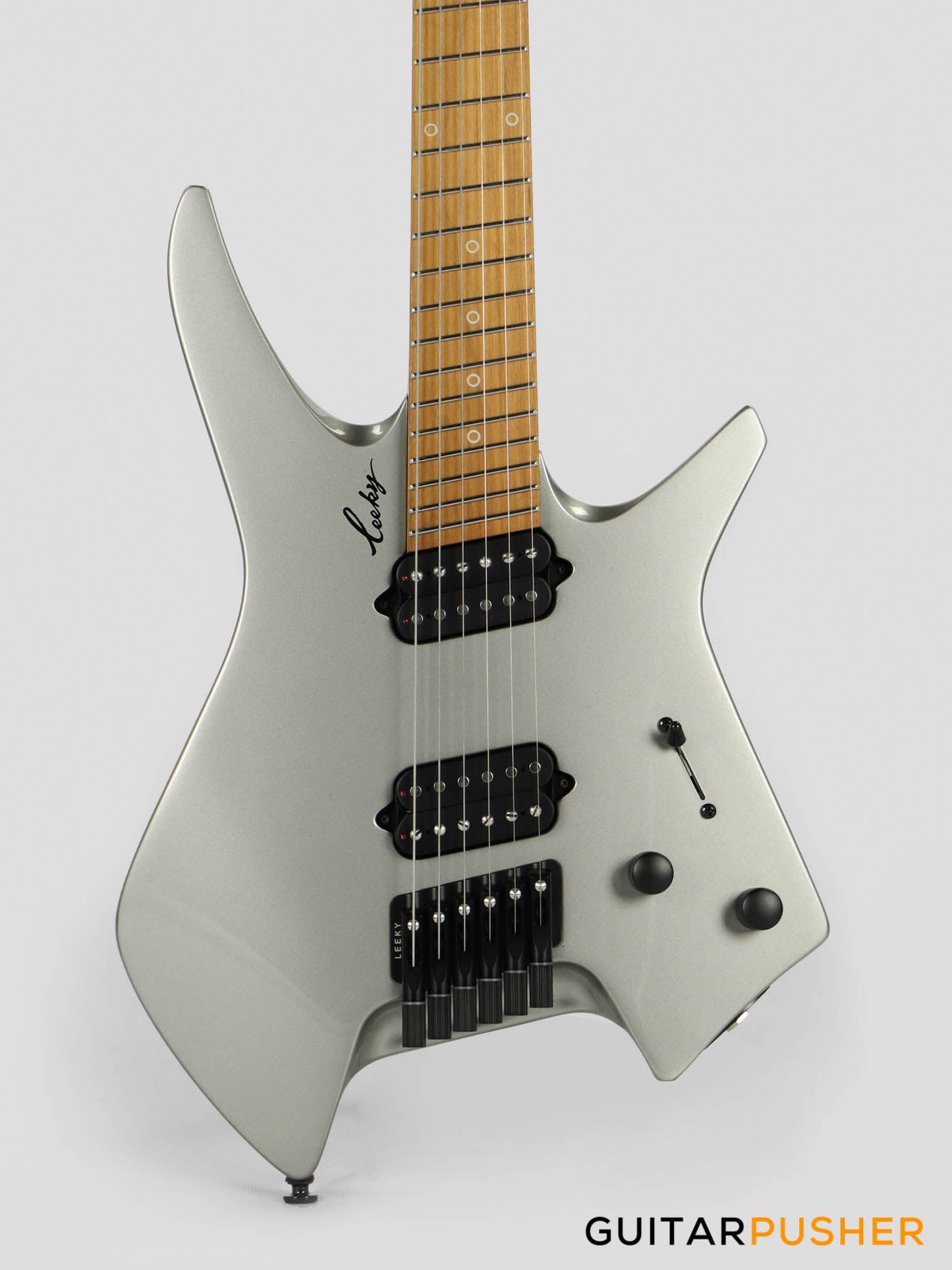 Leeky X-Series X20 Headless Electric Guitar Roasted Basswood Body Roasted Maple Neck - Titanium Gray