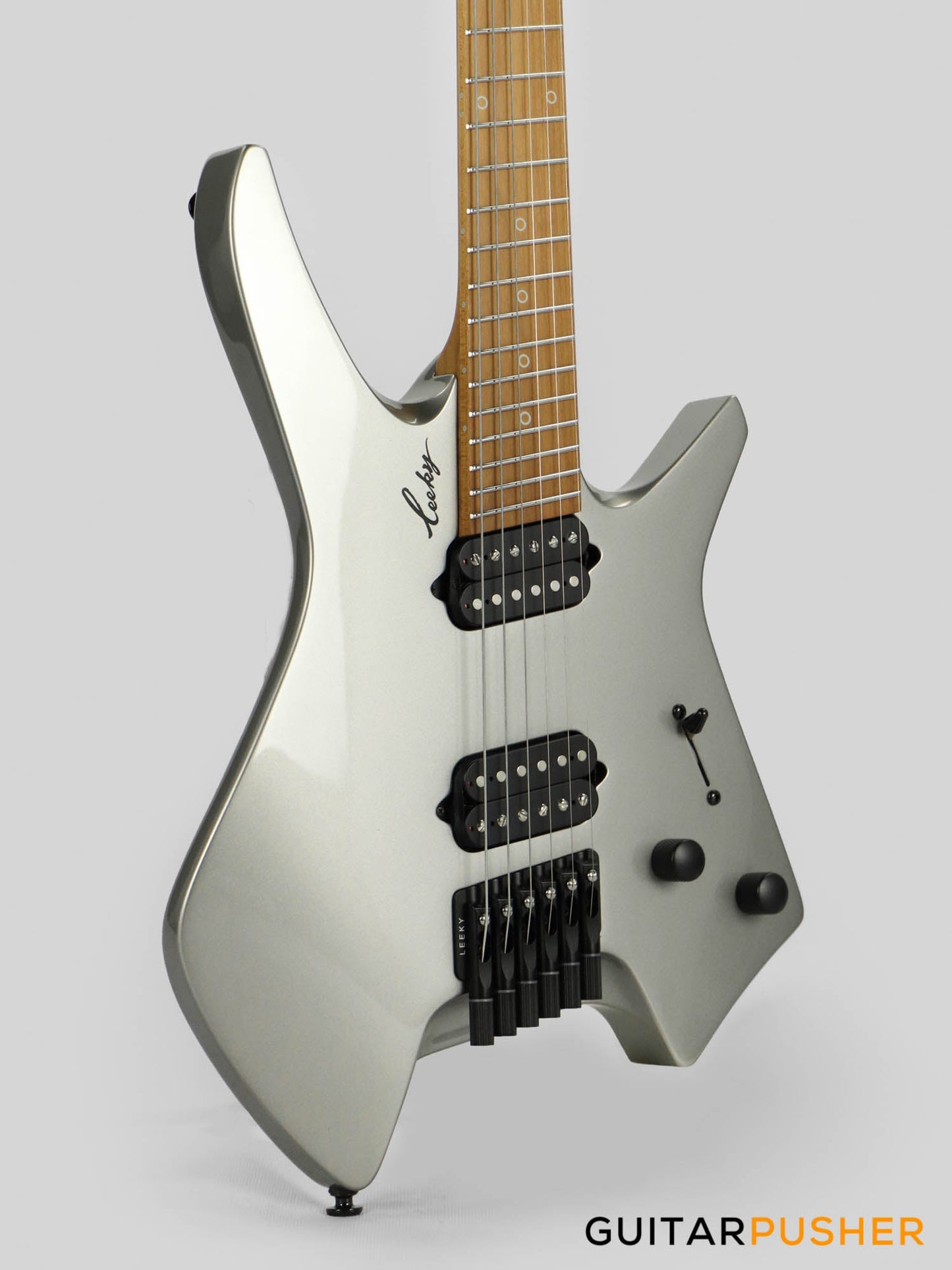 Leeky X-Series X20 Headless Electric Guitar Roasted Basswood Body Roasted Maple Neck - Titanium Gray