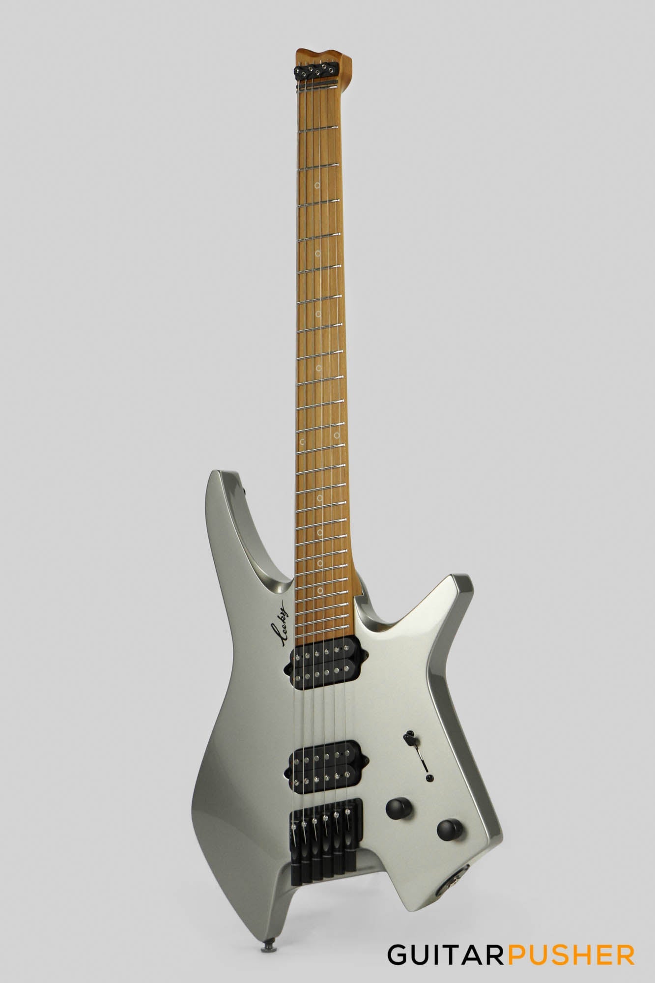 Leeky X-Series X20 Headless Electric Guitar Roasted Basswood Body Roasted Maple Neck - Titanium Gray