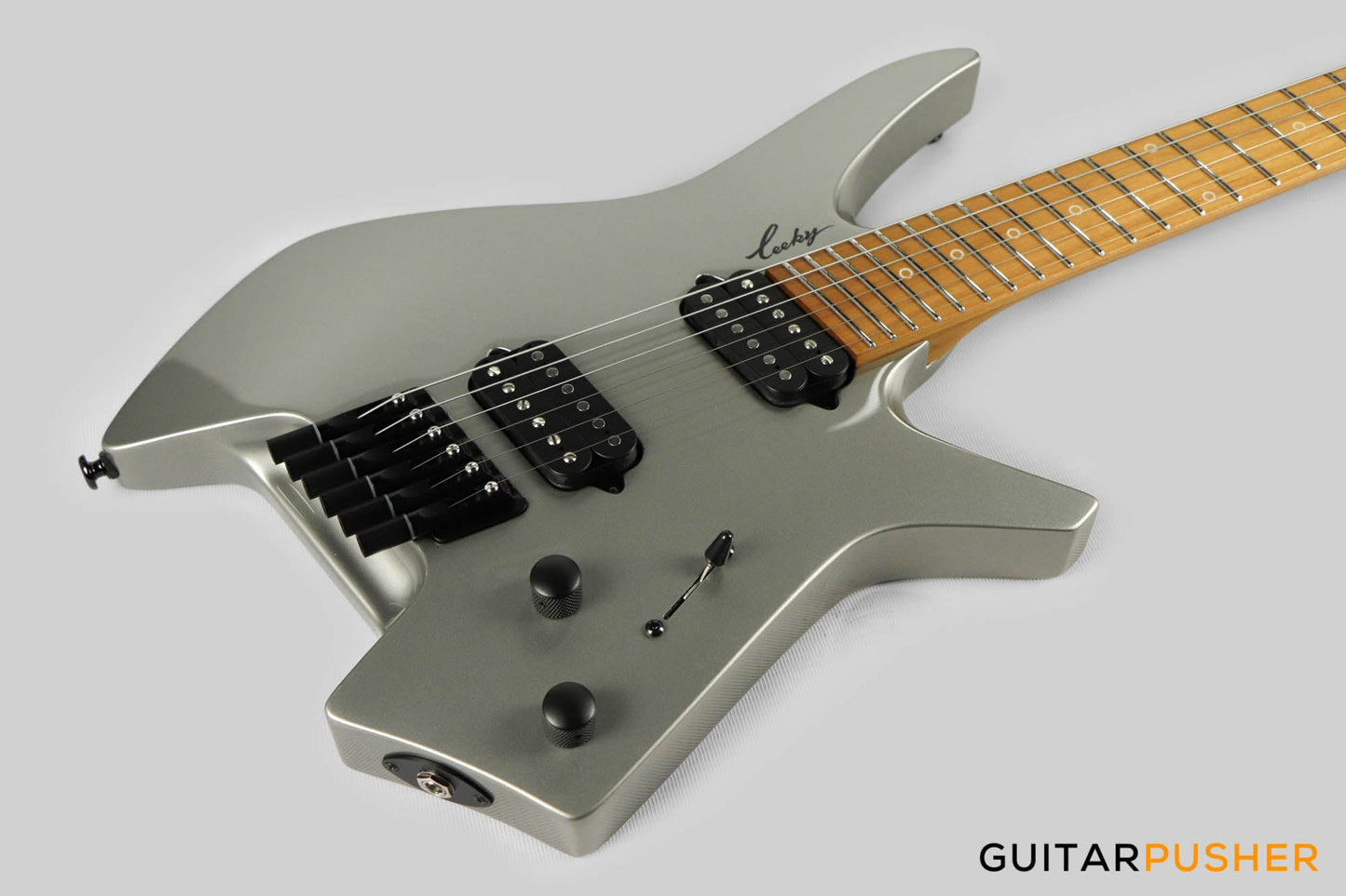 Leeky X-Series X20 Headless Electric Guitar Roasted Basswood Body Roasted Maple Neck - Titanium Gray