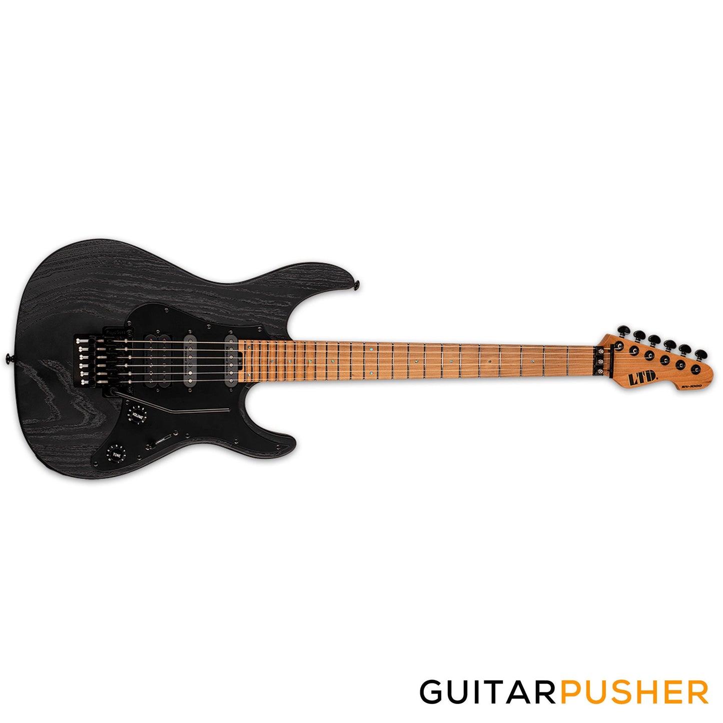 LTD SN-1000FR S-Style HSS Electric Guitar w/ Seymour Duncan Hot Strat Single Coil Pickups/Pegasus Humbucker Pickup & Floyd Rose 1000SE - Black Blast