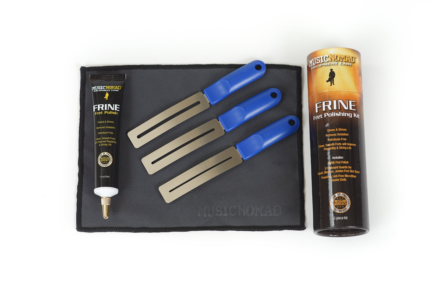 Music Nomad FRINE Fret Polishing Kit incl. GRIP Fretboard Guards and Microfiber Cloth MN124 - GuitarPusher