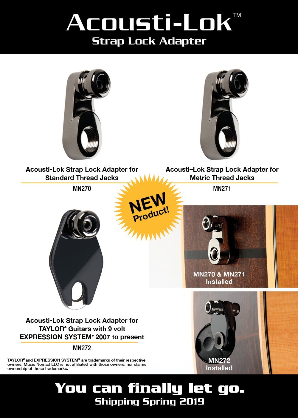 Music Nomad Acousti-Lok Strap Lock Adapter for Taylors with Expression System MN272 - GuitarPusher
