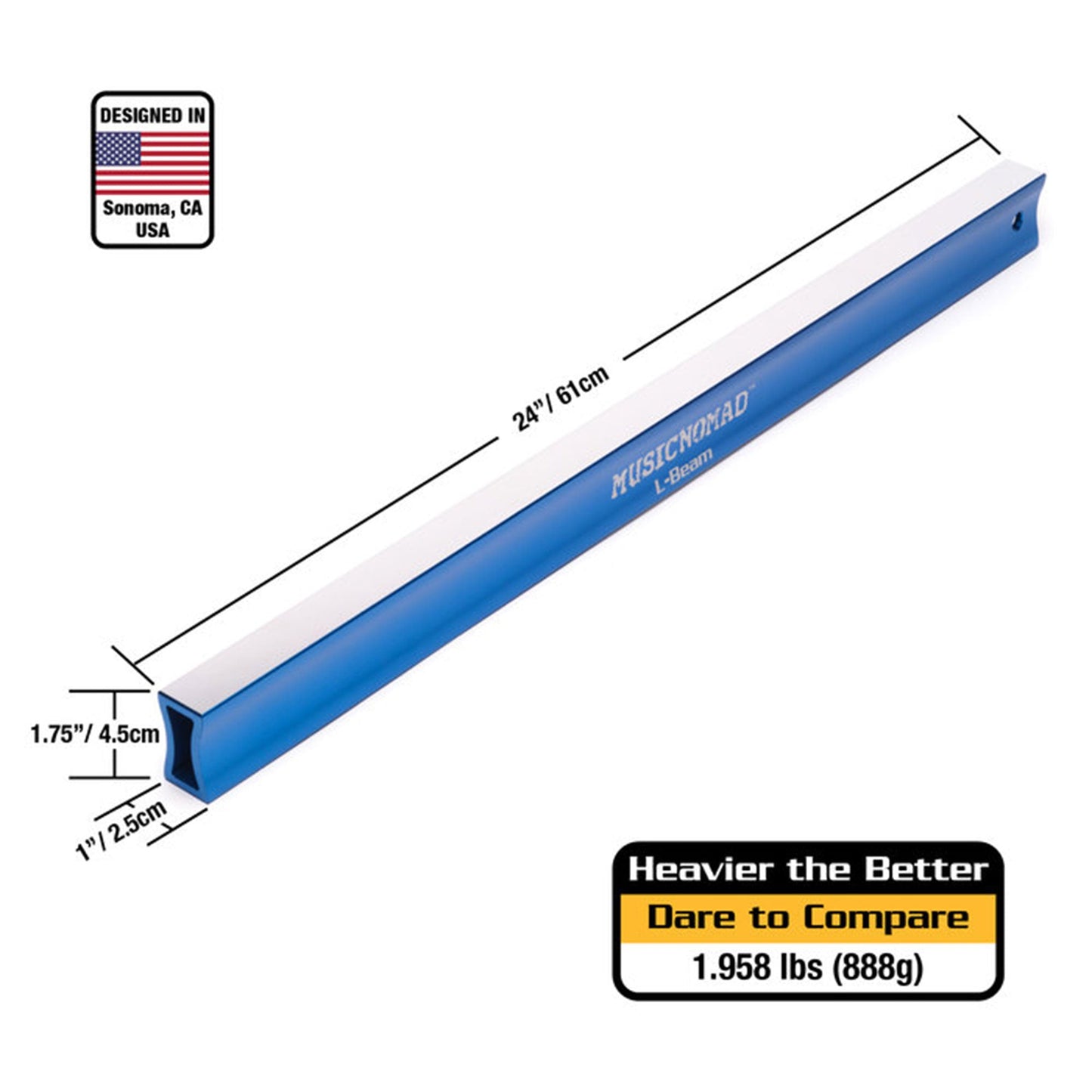 MusicNomad Fret Leveler (L-Beam) 24" (61cm) for Bass Guitars MN812