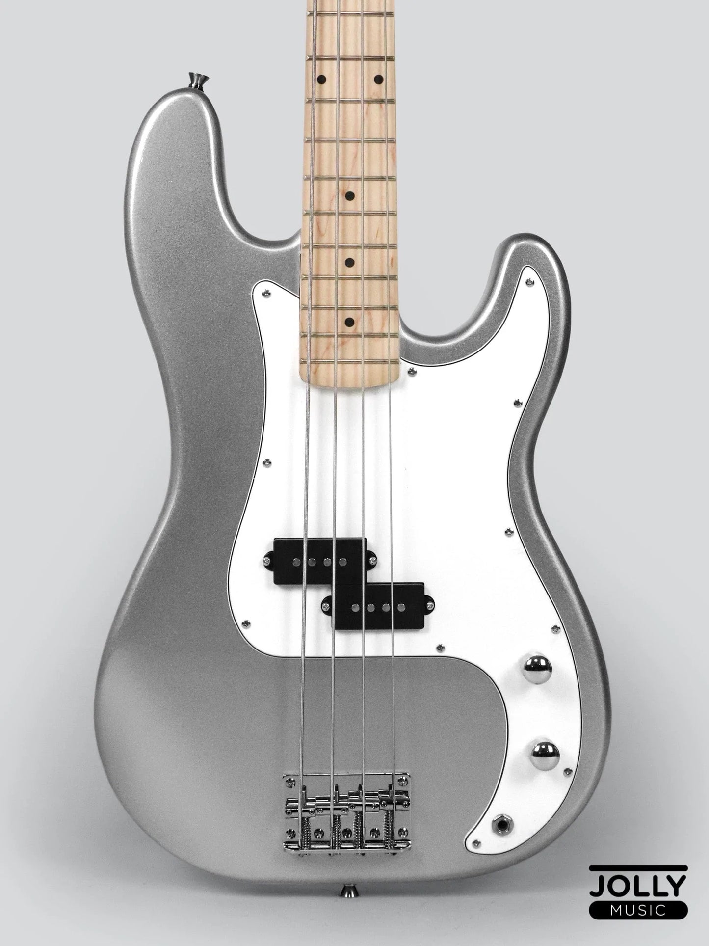 JCraft PB-1 4-String Electric Bass Guitar with Gigbag - Silver Sky