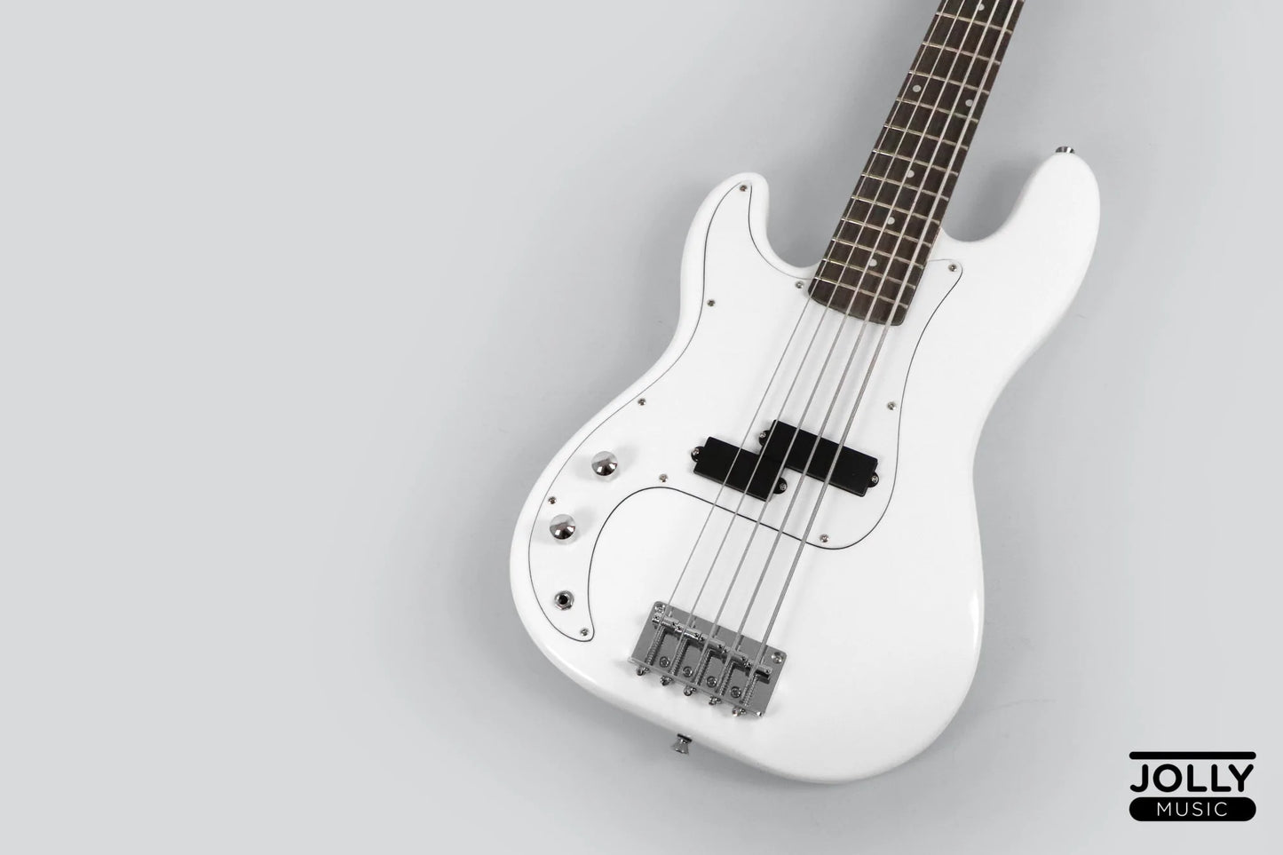 JCraft PB-1 Left Handed 5-String Electric Bass Guitar with Gigbag - Triple White