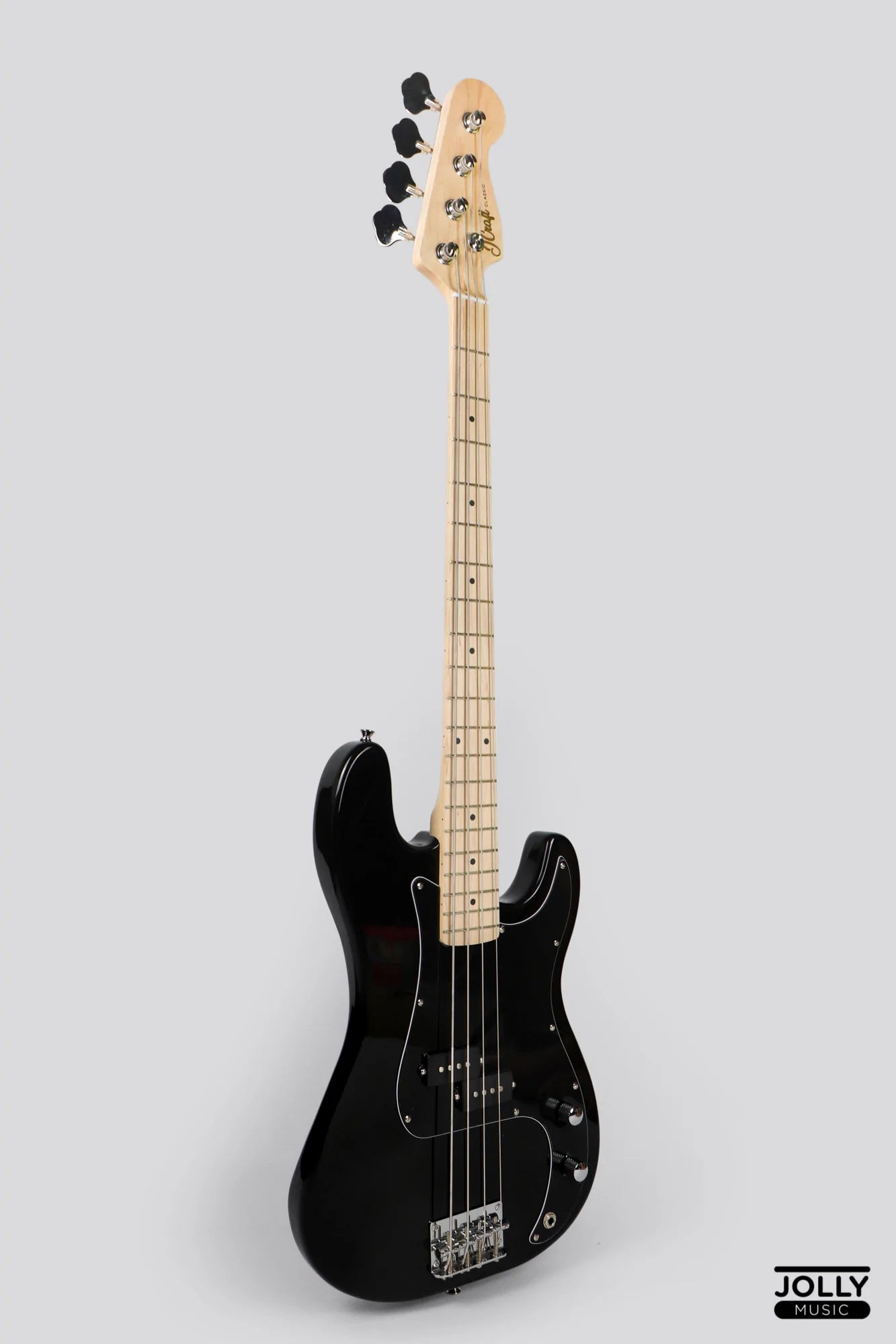 JCraft PB-1 4-String Electric Bass Guitar with Gigbag - Double Black