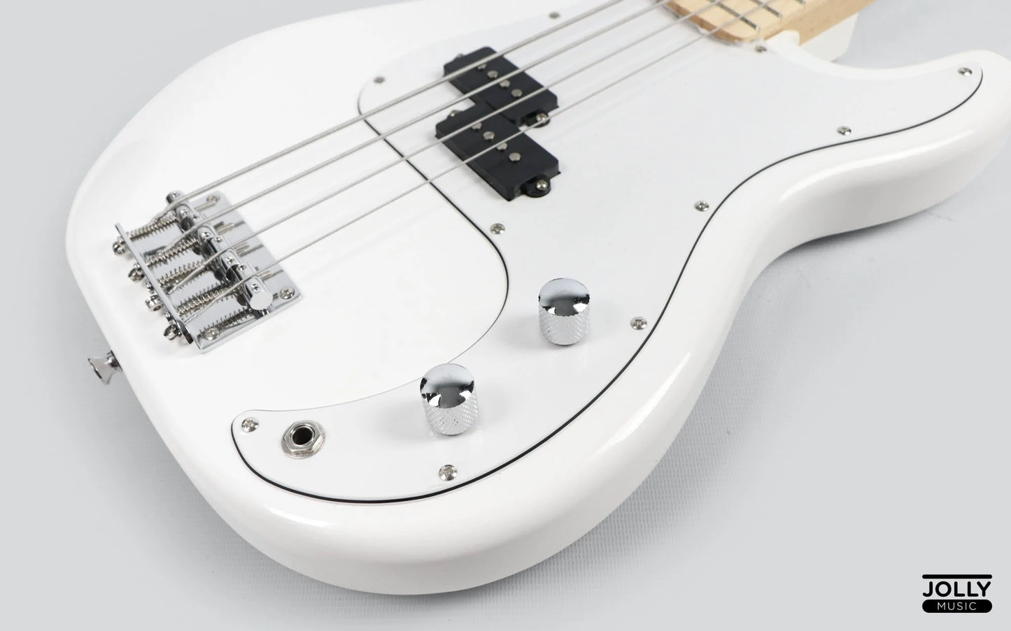 JCraft PB-1 4-String Electric Bass Guitar with Gigbag - Triple White