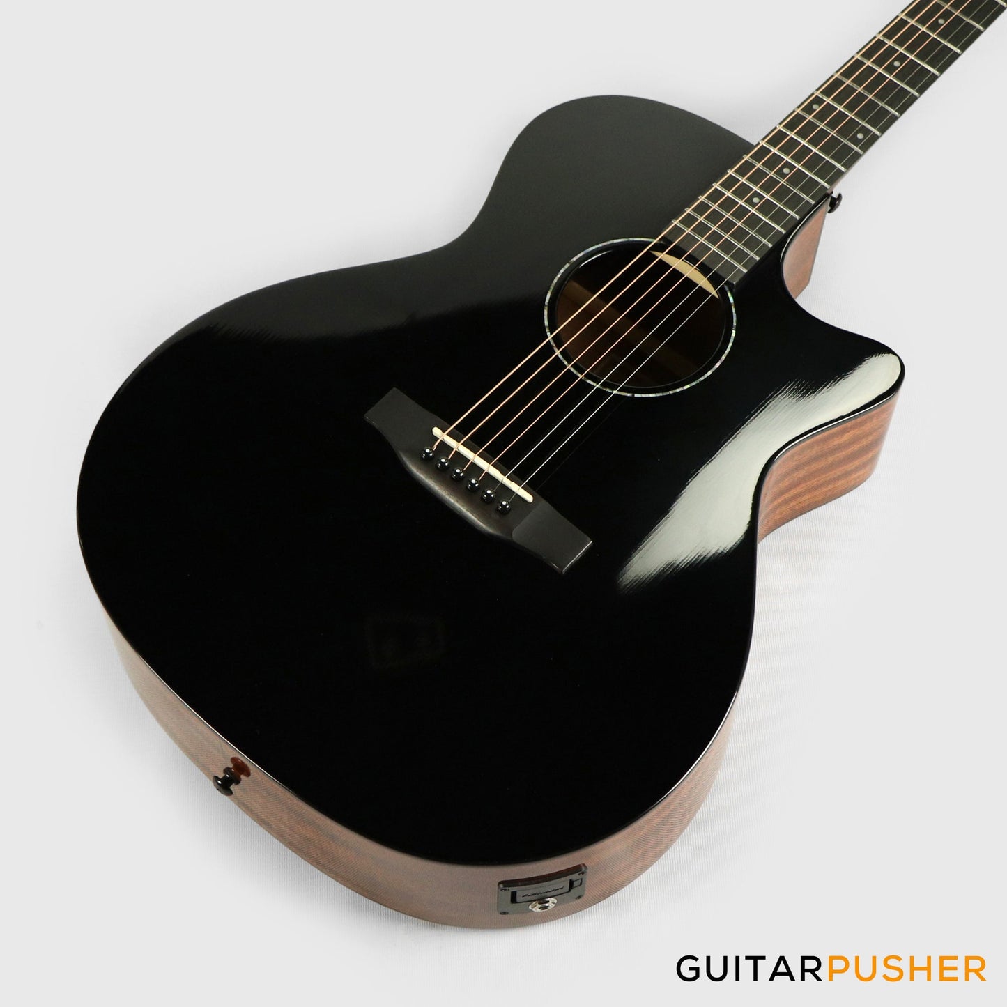 Phoebus PG-40ce v3 Solid Top OM (3rd Gen.) Acoustic-Electric Guitar - Black w/ Gig Bag