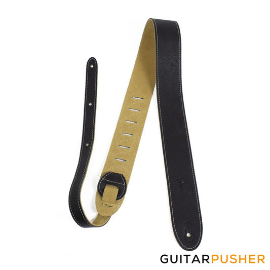 Perri's Leather Italian Leathers 2" Deluxe Soft Italian Garment Leather Guitar Strap w/ Super Soft Suede Backing & White Stitching