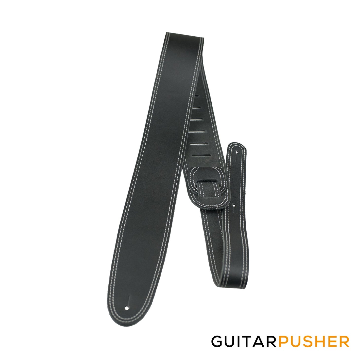 Perri's Leather Double Stitched 2.5" Leather Guitar Strap (Black)
