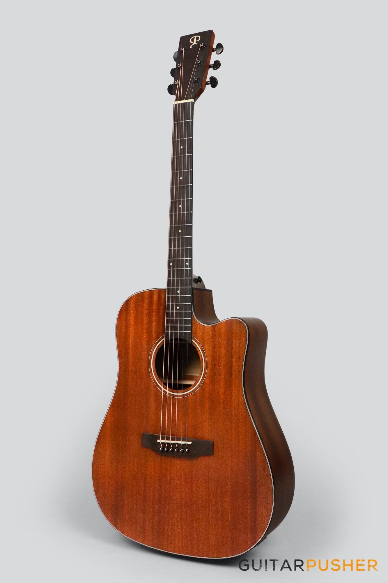 Phoebus PG-30NCE v3 All-Mahogany Dreadnought (3rd Gen.) Acoustic-Electric Guitar w/ Gig Bag - GuitarPusher