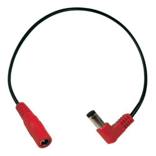 Power All Reverse Polarity Red Cable Angled 5.5inches - GuitarPusher