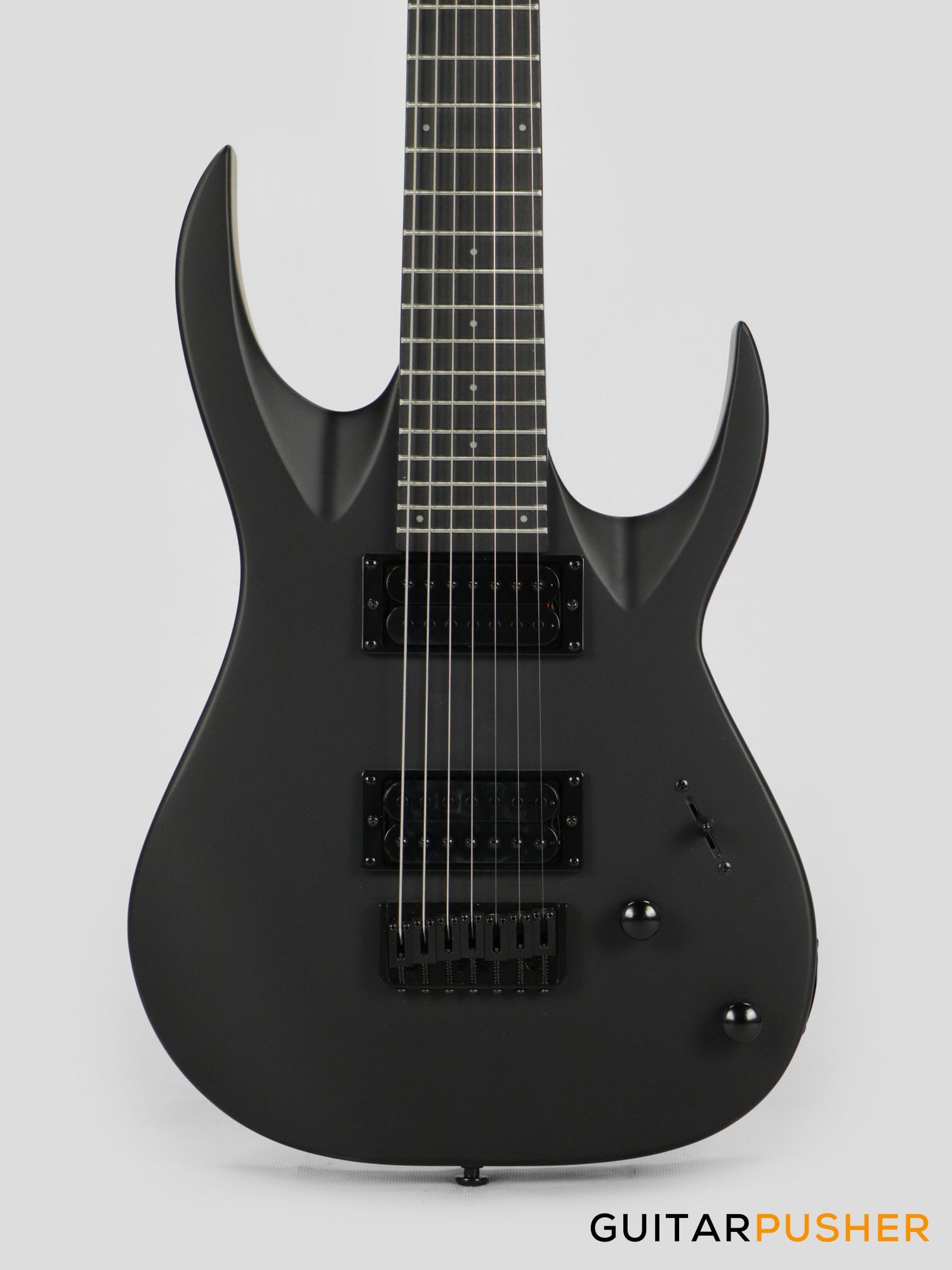 S by Solar AB4.7C-E Carbon Black 7-String Baritone Electric Guitar ...