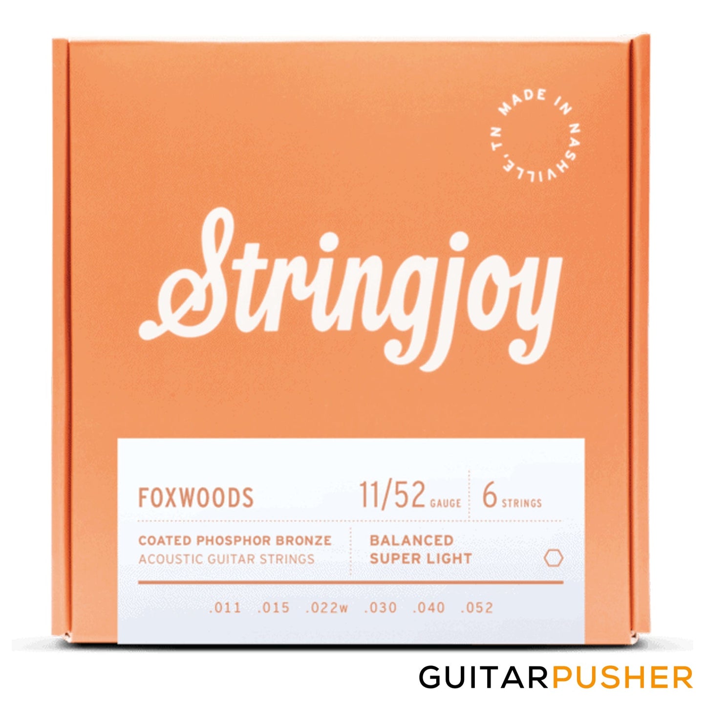 Stringjoy Acoustic Guitar String Set Balanced Super Light - Foxwoods Coated Phosphor Bronze 11s (11-52)