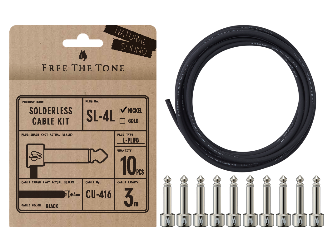 Free The Tone Solderless Patch Cable Kit 10 SL plugs 10ft CU-416 cable