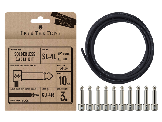 Free The Tone Solderless Patch Cable Kit 10 SL plugs 10ft CU-416 cable