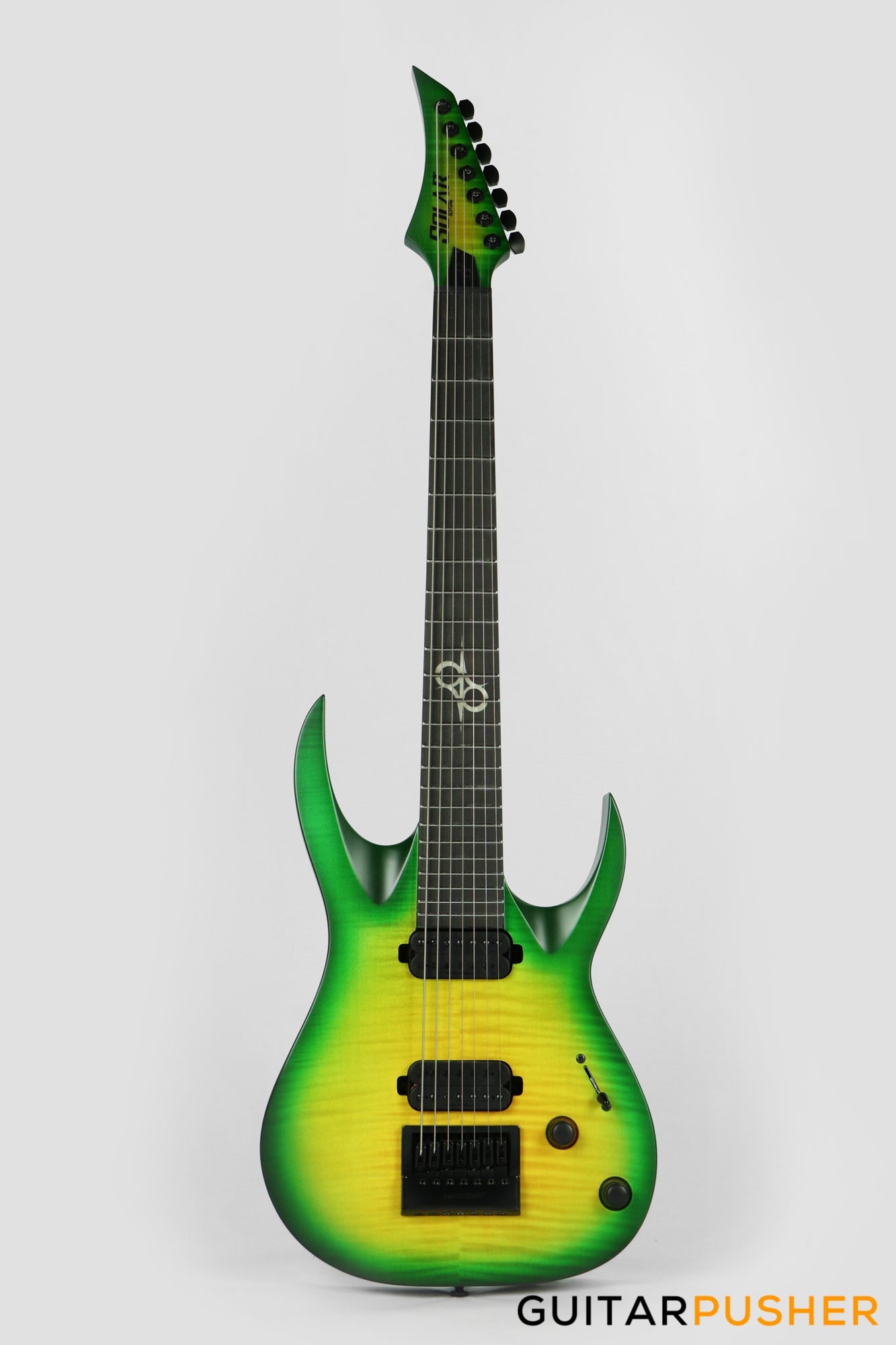 Solar Guitars A1.7LB Flame Lime Burst 7-String Electric Guitar w/ Evertune Bridge