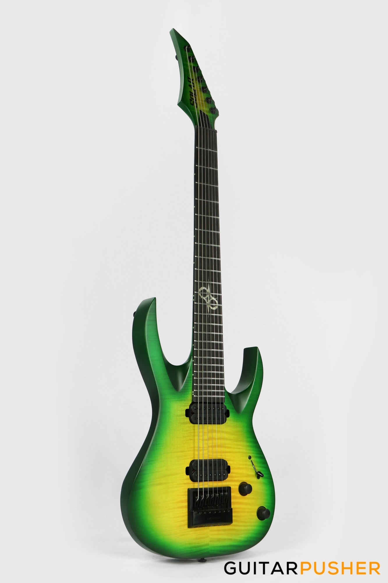 Solar Guitars A1.7LB Flame Lime Burst 7-String Electric Guitar w/ Evertune Bridge