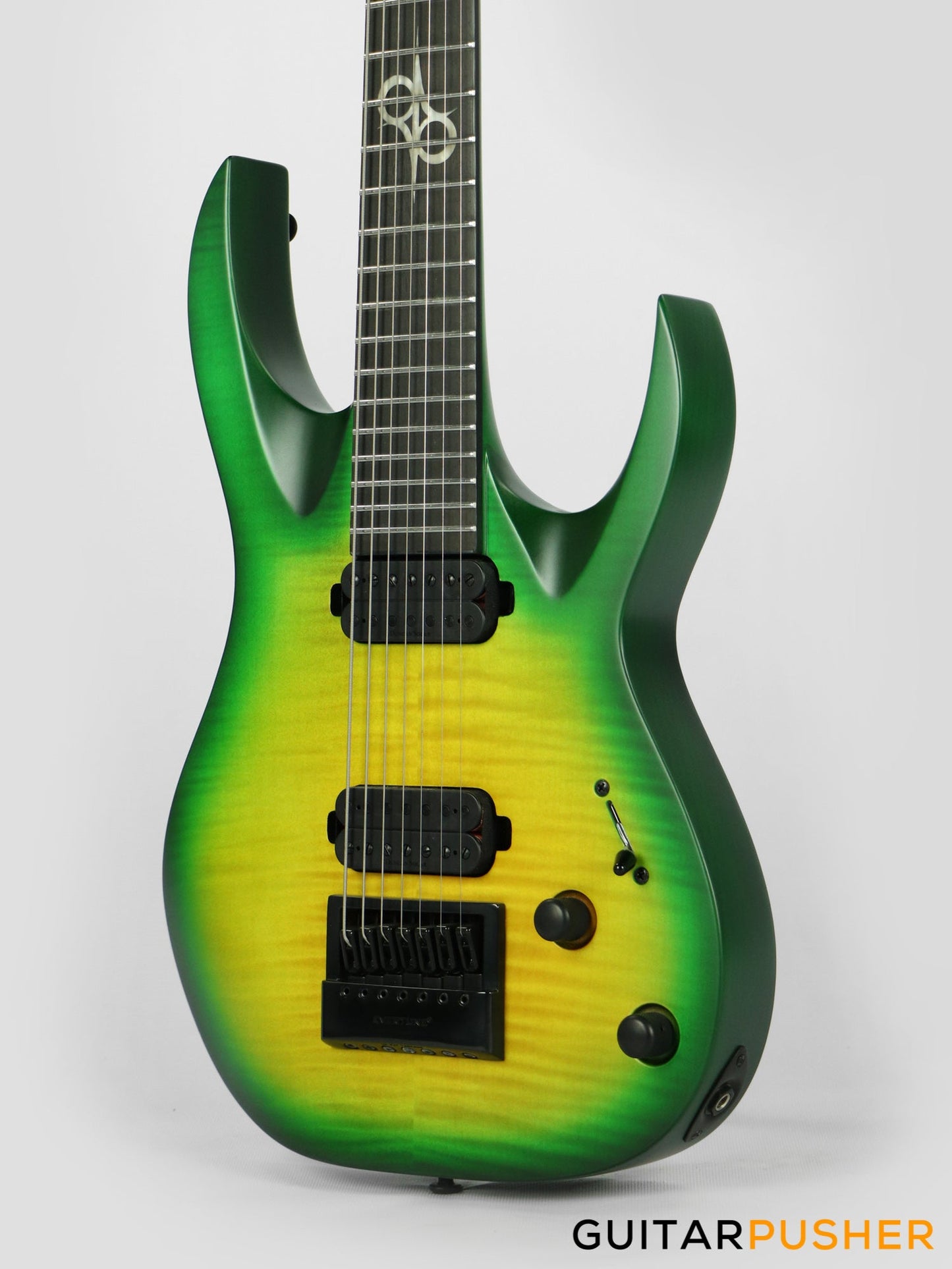 Solar Guitars A1.7LB Flame Lime Burst 7-String Electric Guitar w/ Evertune Bridge