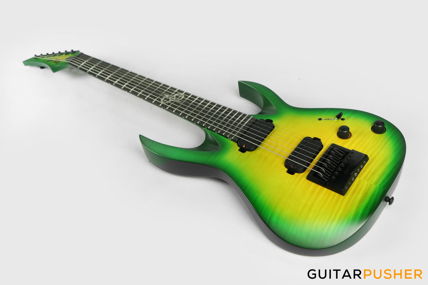 Solar Guitars A1.7LB Flame Lime Burst 7-String Electric Guitar w/ Evertune Bridge