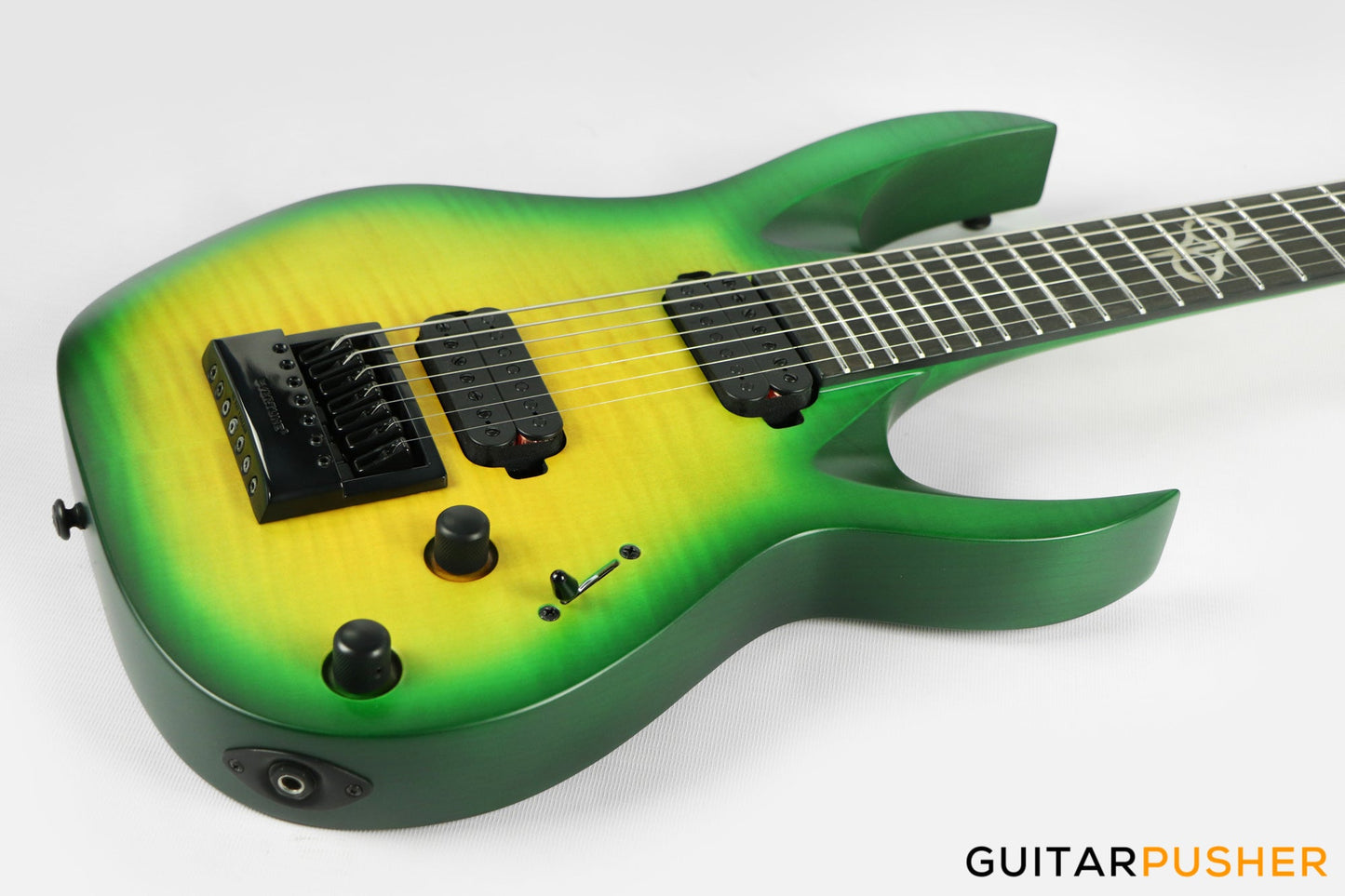 Solar Guitars A1.7LB Flame Lime Burst 7-String Electric Guitar w/ Evertune Bridge