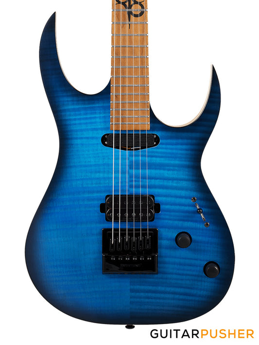 Solar Guitars SB1.6FOB Flame Ocean Blue Burst Matte Electric Guitar w/ Evertune Bridge