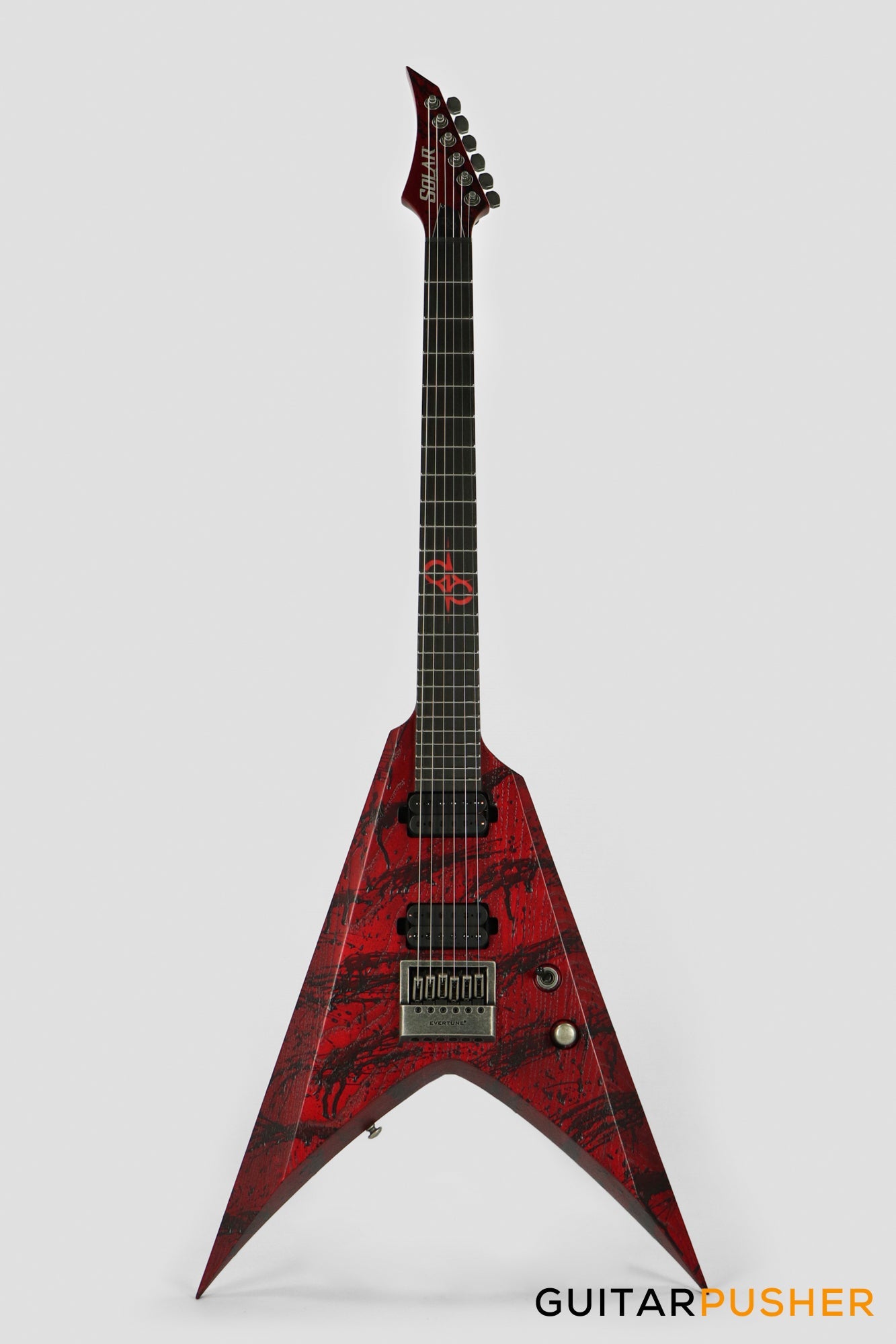 Solar Guitars V1.6 Canibalismo Blood Red Open Pore w/ Blood Splatter Electric Guitar