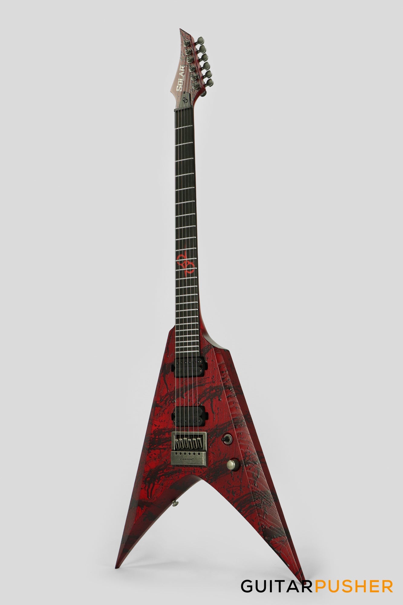 Solar Guitars V1.6 Canibalismo Blood Red Open Pore w/ Blood Splatter Electric Guitar