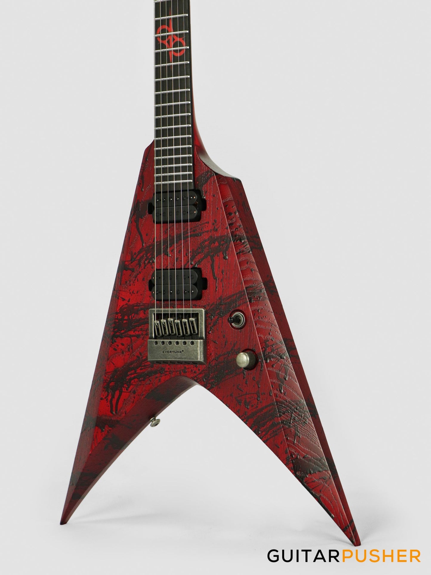 Solar Guitars V1.6 Canibalismo Blood Red Open Pore w/ Blood Splatter Electric Guitar