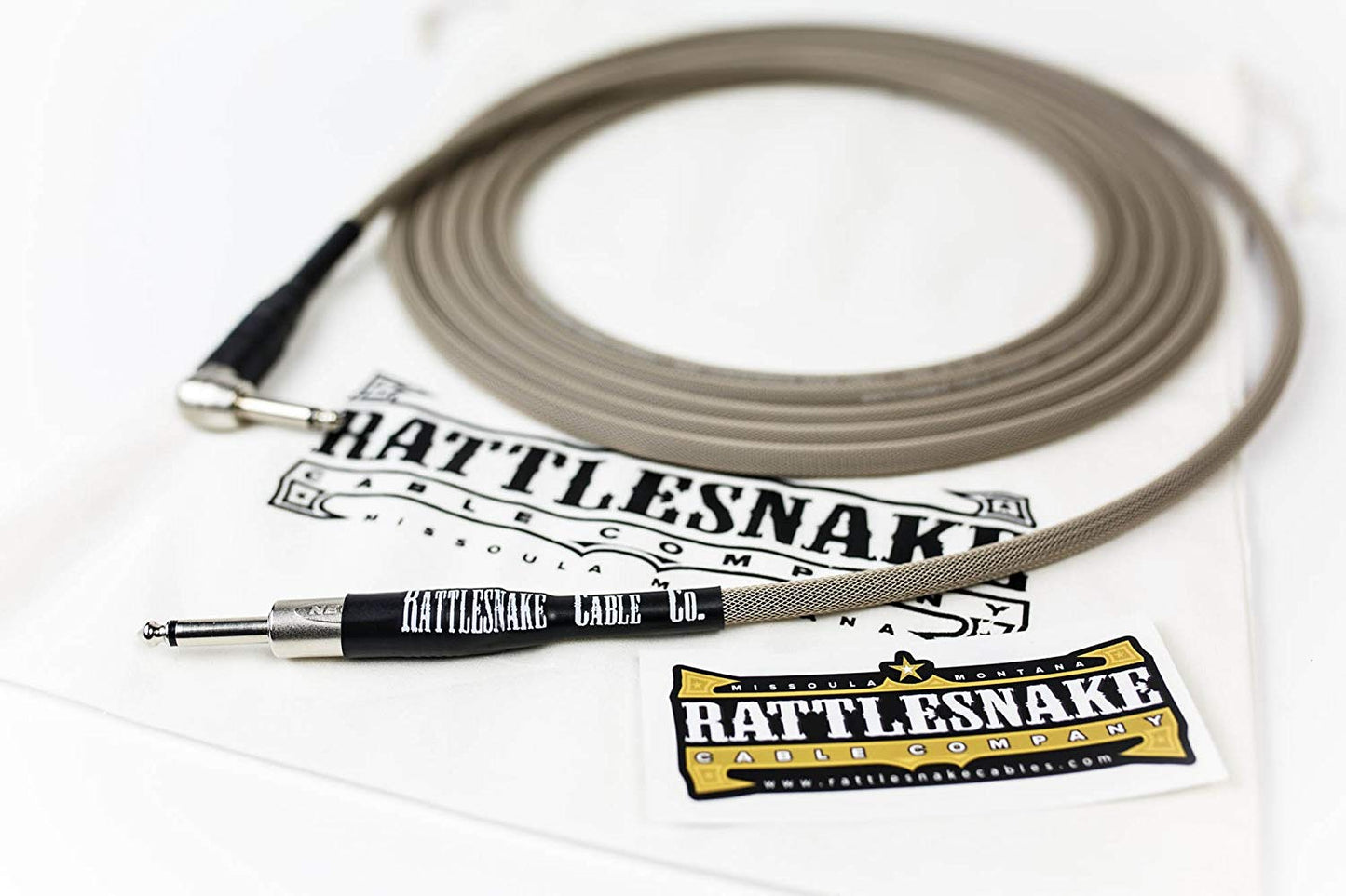 Rattlesnake Standard Instrument Cable - Straight to R/A Nickel Plugs - GuitarPusher