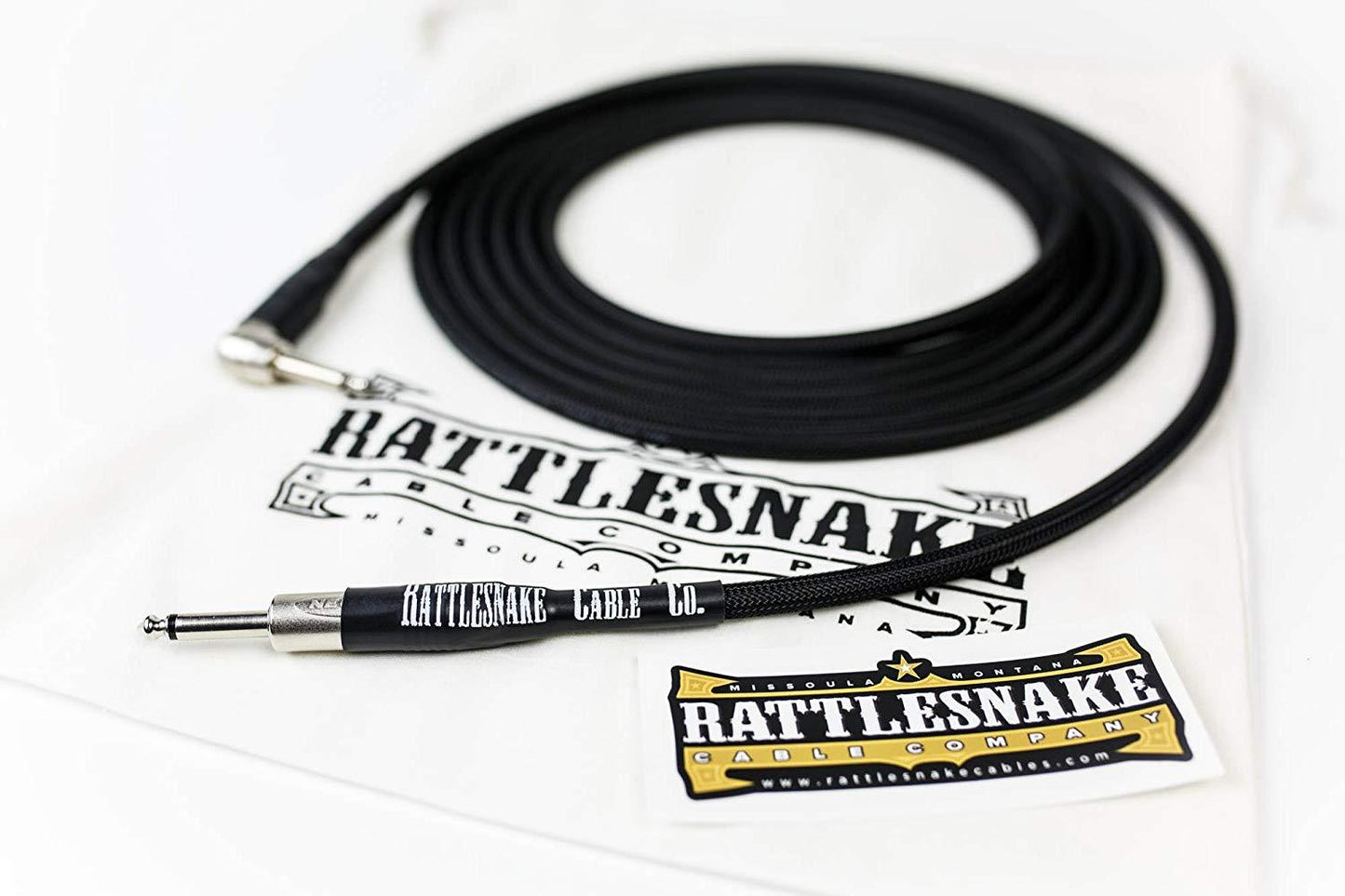 Rattlesnake Standard Instrument Cable - Straight to R/A Nickel Plugs - GuitarPusher