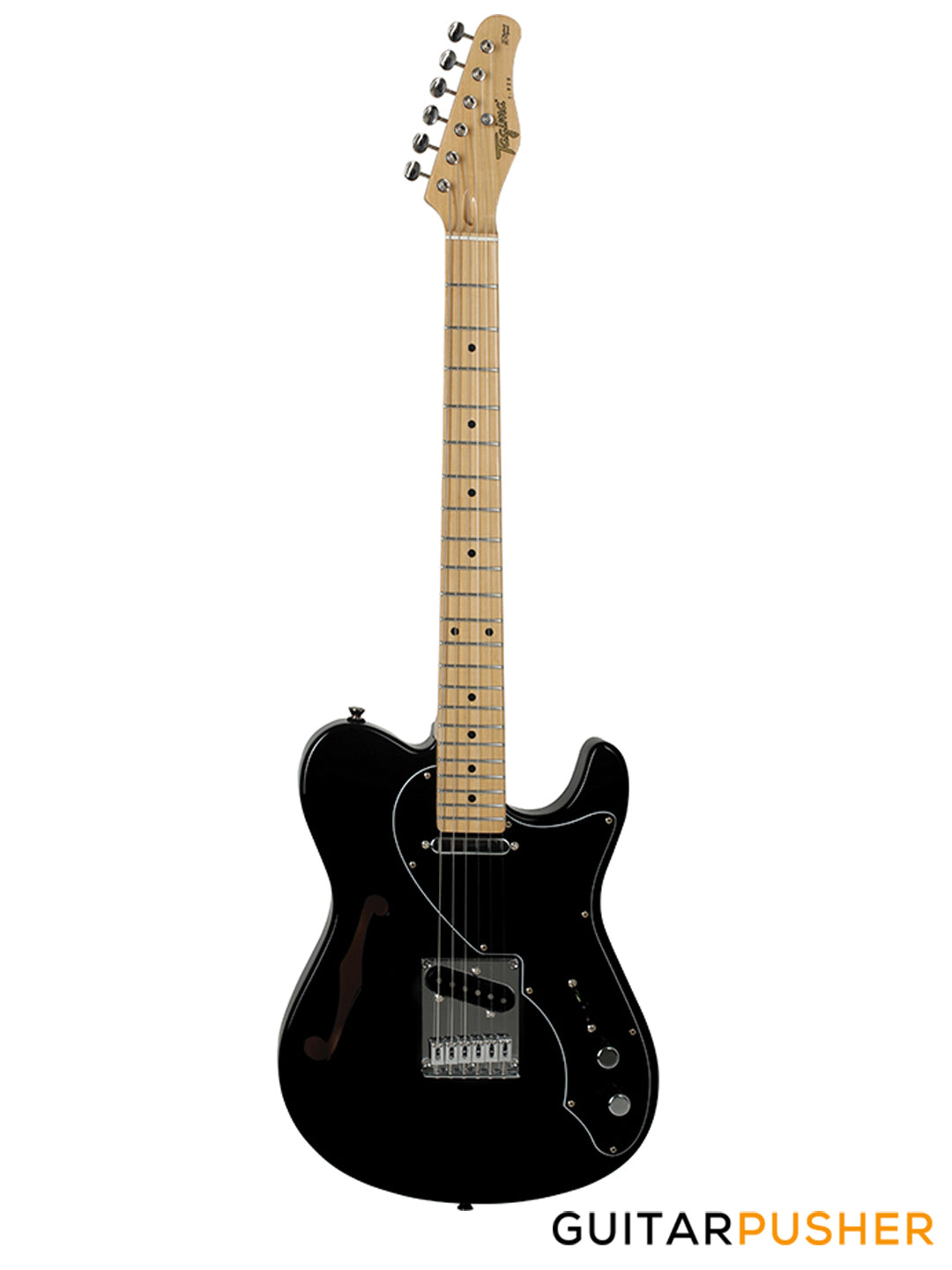 Tagima Brazil Series T-920 Semi-Hollow T Style Electric Guitar (Black) Maple Fingerboard/Black Pickguard