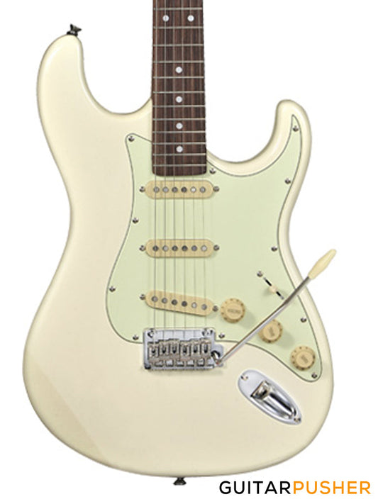 Tagima New T-635 Classic Series S Style Electric Guitar - Olympic White (Rosewood Fingerboard/Mint Green Pickguard)