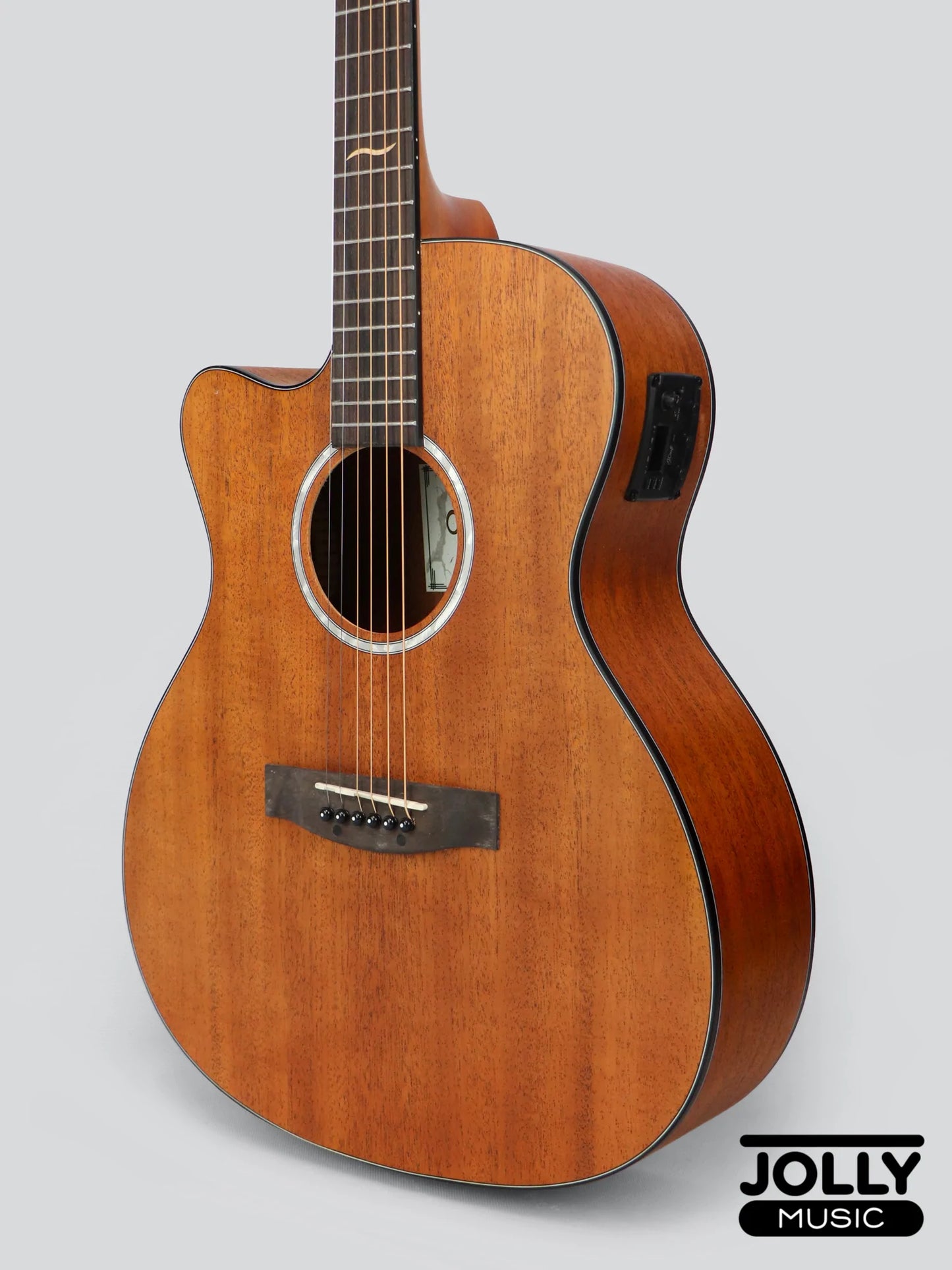 JCraft Troubadour TM-15CE LH LEFT HAND Orchestra All-Mahogany Acoustic-Electric Guitar with soft case