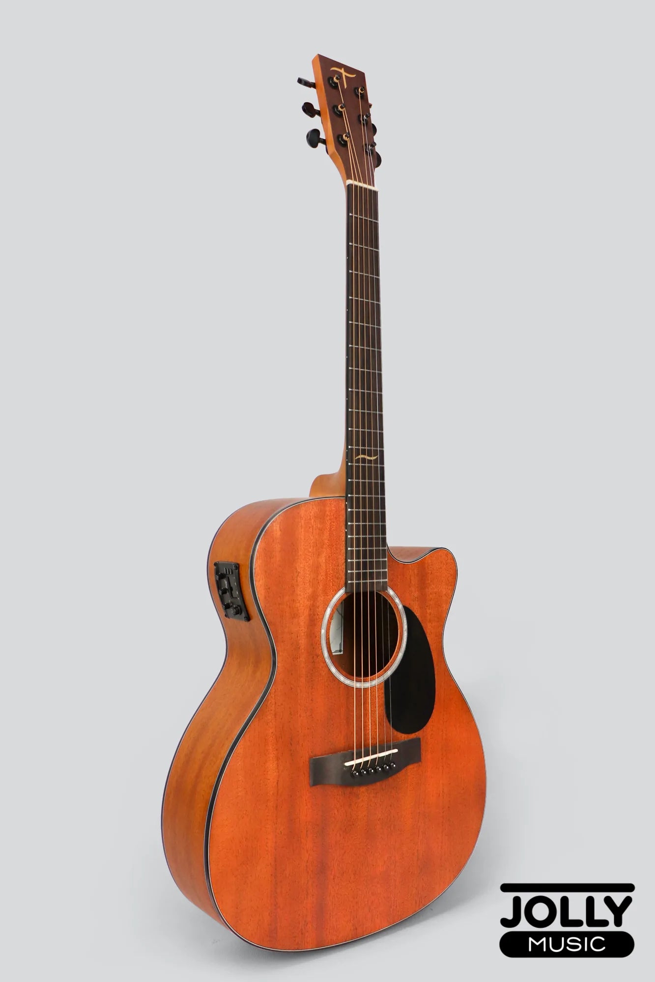 JCraft Troubadour TM-15CE Orchestra All-Mahogany Acoustic-Electric Guitar with soft case