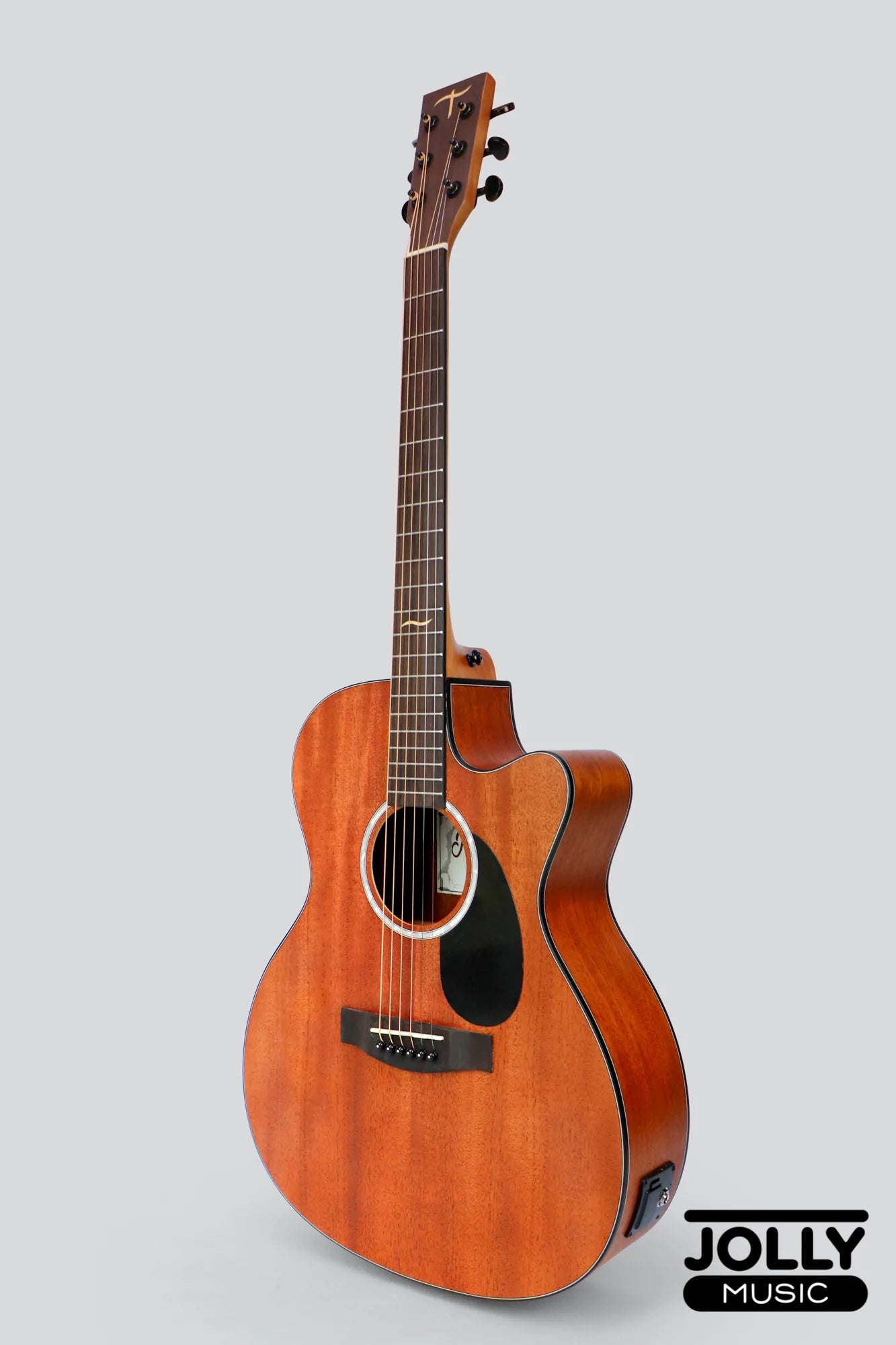 JCraft Troubadour TM-15CE Orchestra All-Mahogany Acoustic-Electric Guitar with soft case