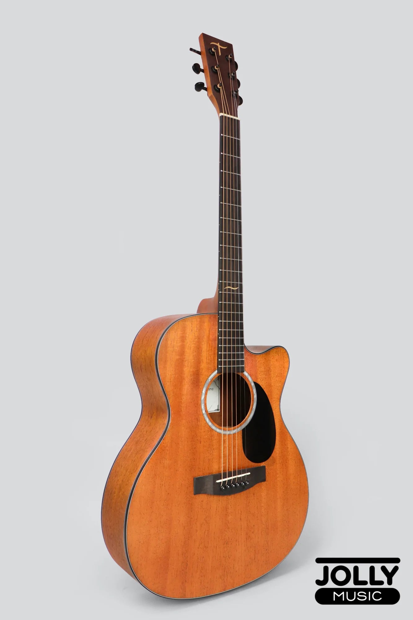 J-Craft Troubadour TM-15C All-Mahogany Orchestra Cutaway Acoustic Guitar with soft case